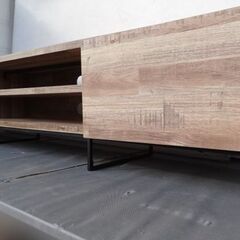 [幅180cm] 木目調テレビ台 ローボード 天然木風 スチール脚/ベガコーポレーション エクストランサス180☆札幌市白石区/店頭お引取り歓迎【自社配送は札幌市内限定】の画像