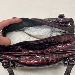 未使用 COCCO FIORE　コッコフィオーレ 型押し ハンドバッグ  レザー ブラウン ボルドー(E3767skhYM)の画像