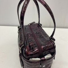 未使用 COCCO FIORE　コッコフィオーレ 型押し ハンドバッグ  レザー ブラウン ボルドー(E3767skhYM)の画像
