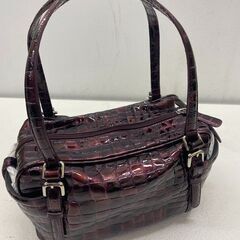 未使用 COCCO FIORE　コッコフィオーレ 型押し ハンドバッグ  レザー ブラウン ボルドー(E3767skhYM)の画像