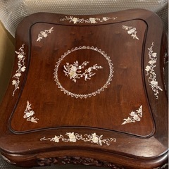 希少品　螺鈿細工　花梨材　ローテーブルの画像