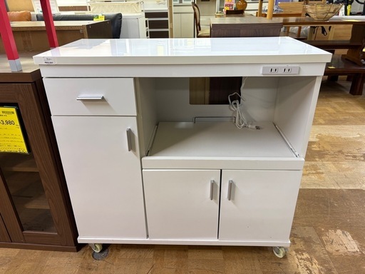【ジャングル深井店】★キャスター付き キッチンカウンター ホワイト 収納家具 家具 堺市（中区 堺区 東区 西区 南区 北区）和泉市 河内長野市 富田林市 松原市 狭山市 深井 【FU3016】