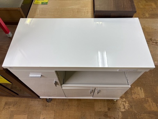 【ジャングル深井店】★キャスター付き キッチンカウンター ホワイト 収納家具 家具 堺市（中区 堺区 東区 西区 南区 北区）和泉市 河内長野市 富田林市 松原市 狭山市 深井 【FU3016】