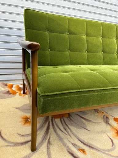 Karimoku カリモク60 モケットグリーン Kチェアー2シーター レトロ