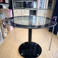 【引取り限定】ガラスダイニングテーブル90cmの画像