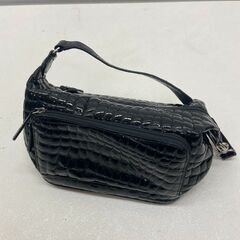 未使用 COCCO FIORE　コッコフィオーレ 型押し ハンドバッグ  レザー ブラック② (E3770skhYM)の画像