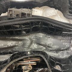 未使用 COCCO FIORE　コッコフィオーレ 型押し ハンドバッグ  レザー ブラック③ (E3772skhYM)の画像