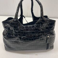 未使用 COCCO FIORE　コッコフィオーレ 型押し ハンドバッグ  レザー ブラック③ (E3772skhYM)の画像