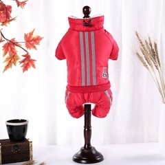 【タグ付き新品未使用】裏起毛フード付き犬服 ジャンパー　レッド　小型犬　Mサイズの画像