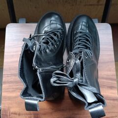 新品 24.5cm レディース ブーツ ブラック 厚底 シューズ サイドゴア 識別番号:【B172-S】の画像