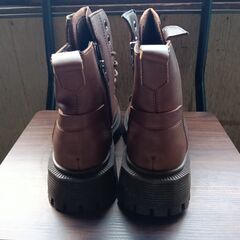 新品 24.5cm レディース ブーツ ブラウン 厚底 シューズ サイドゴア 識別番号:【B175-S】の画像