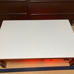 昭和レトロ こたつ｜木製フレーム｜石英管ヒーター＆回転ファン｜120cm大判｜古家具好きに◎｜天板リバーシブルの画像