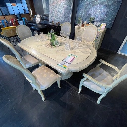 イタリア家具☆まとめ売り☆美品☆現地引取りのみ ﾀﾞｲﾆﾝｸﾞ7点ｾｯﾄ/ｲﾀﾘｱ家具(No:1275595) (中古代行販売ReOK) 沖縄の