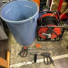 6946【動作快調】精和 エンジン高圧洗浄機 防音型 JC-1513KB リールホース ガン バケツ付きの画像