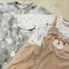 ロンパース　雪＆クマ　60-70cmの画像