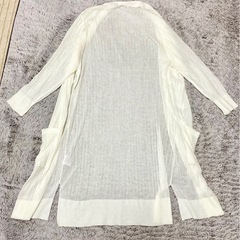 ハニーズ ロングカーディガン L 白 透け感ありの画像