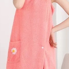 着るバスタオル　ピンク　バスローブの画像