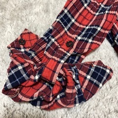 赤 チェック シャツワンピース チュニック LL 綿の画像