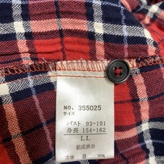赤 チェック シャツワンピース チュニック LL 綿の画像