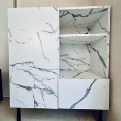 【お譲りする方決まりました 】
キャビネット サイド チェスト ラック 大理石柄 収納 マーブルホワイト の画像