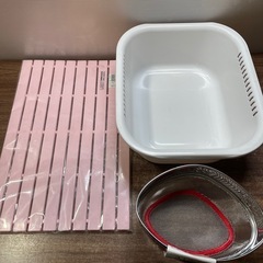 新品 キッチン シンクセット 洗い桶 三角コーナー プラスチックスノコの画像