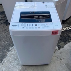 NO B686🌈福岡市内配送設置無料✨🌈ハイセンス 全自動 洗濯機 4.5kg HW-T45C 本体幅50cm 最短10分洗濯 ひとり暮らし ホワイト/ホワイト 2020ねん年の画像