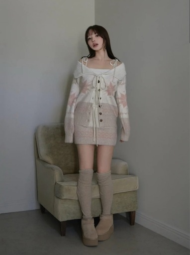AND MARY Heart nordic cardigan set up