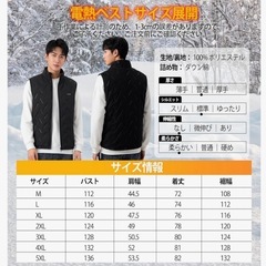 電熱ベスト 32580mAh 大容量バッテリー付 9箇所発熱 前後独立スイッチの画像