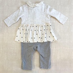 【Sophie la girafe】 キリンのソフィー ドットスカートつきカバーオール 80cmの画像