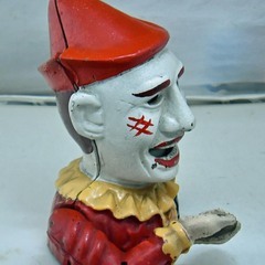 ●ビンテージ(^^♪●ピエロ　からくり貯金箱　鋳鉄●相模原●アンティーク　コインバンク●の画像