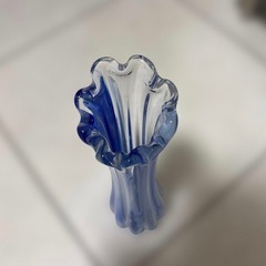 高さ29.5cm ブルー アンティーク花瓶 なみなみ フラワーベースの画像
