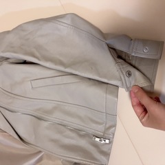 ライダースジャケット  as know as Mサイズ 革アウター グレーベージュ ファスナー 30代　の画像