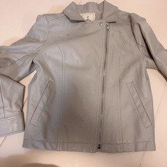 ライダースジャケット  as know as Mサイズ 革アウター グレーベージュ ファスナー 30代　の画像
