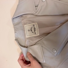 ライダースジャケット  as know as Mサイズ 革アウター グレーベージュ ファスナー 30代　の画像