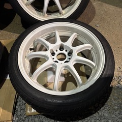 【希少！】WORK D9R 18インチ 8.5J＋38 PCD114.3 235\40R18 ５穴 ナンカンNS2スカイラインアルテッツァ RX-8クラウンZ33プリウスαEMOTIONの画像