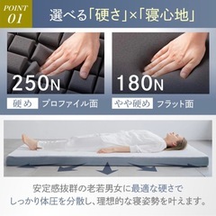 GOKUMIN マットレス 2層 高反発 プレミアム グランマットレス 三つ折り 極厚10cmの画像