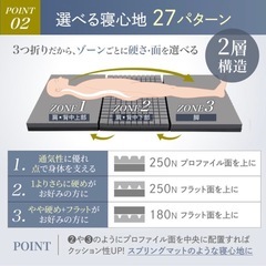 GOKUMIN マットレス 2層 高反発 プレミアム グランマットレス 三つ折り 極厚10cmの画像