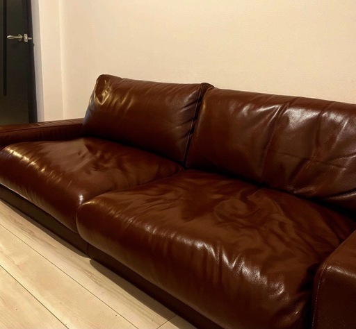 無印　4人？本皮ソファー