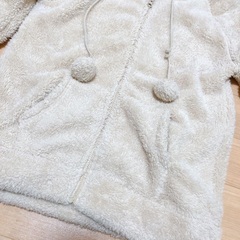 【新品未使用】もこもこ ボア フード付きパーカー フリース 七分袖 　LLサイズの画像