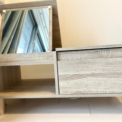 LOWYA テーブルドレッサー ロータイプ 鏡台 収納 メイク 化粧台 ミラー 引き出し 木目調 の画像