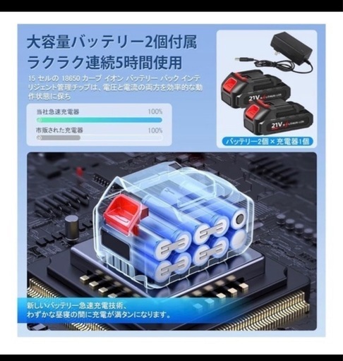 新品　草刈り機　バッテリー2個　　ブレード　4種付き