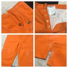 レアカラー 正規品 シャネル CoCoボタン ジーンズ 42 オレンジの画像