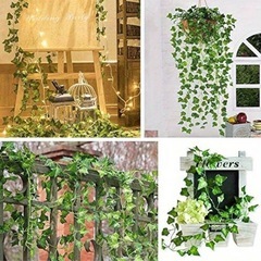 2.1m フェイクグリーン　アイビーガーランド 人工 グリーンリーフ ハンギングバイン ガーランド ホーム ガーデン ポイズンアイビー、人工植物、観葉植物の画像