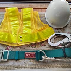 【引取限定】藤井電工 FUJI DENKO ツヨロン DAIKEI HOOK FS-9９安全帯 ヘルメット蛍光ベスト３点の画像