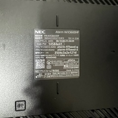 NEC Aterm wx3600HP WiFiルーターの画像
