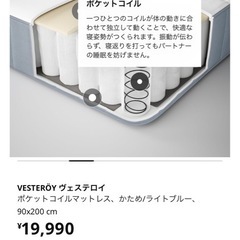 IKEAシングルマットレスVESTEROY
　の画像