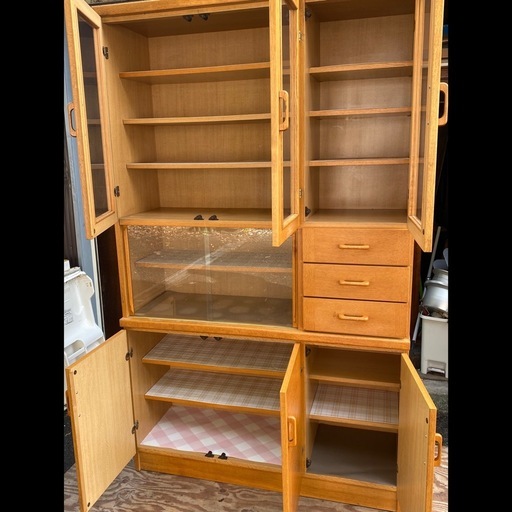 【配送可能地域要確認】　水屋箪笥　食器棚　使用感あり 配送可能地域要確認】 水屋箪笥 食器棚 使用感あり