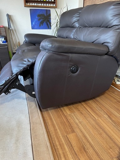 ニトリ　本皮リクライニング2人掛けソファー