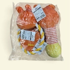 ペット用 おもちゃ ぬいぐるみ M オレンジ　うさパラ 新品 棒 ロープ パウチの画像