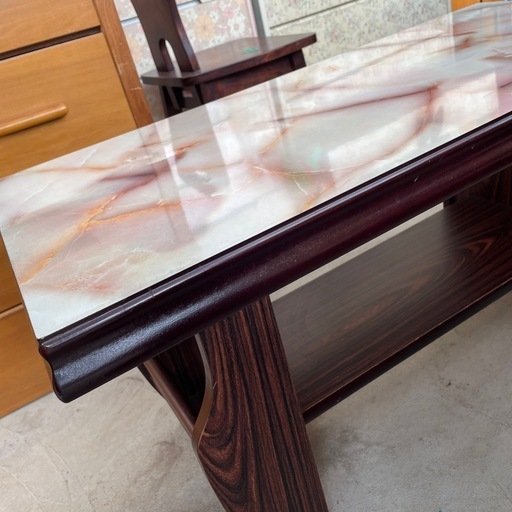 昭和レトロ】カリモクテーブル大理石調 (shippou) 七飯のテーブル《座